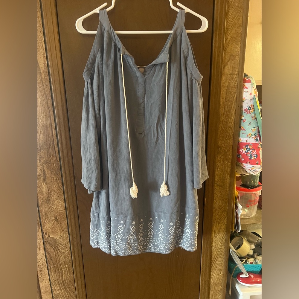 Boho Blue Off-Shoulder Dress